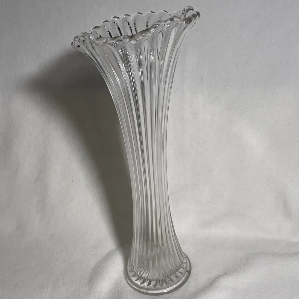 Antique Fenton Swung Vase Clear Early Circa 1918 UV Glow Rare